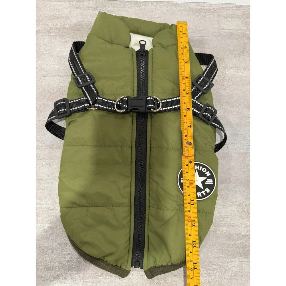 NWT DUSMBABY Fashion Sports Dog Winter Jacket Harness Vest Puffer Coat Green XL